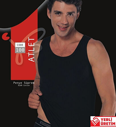 Erkek Siyah Süprem Atlet % 100 Pamuklu Atlet 3'lü Paket 100-3S