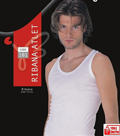 Erkek Beyaz Ribana Atlet % 100 Pamuklu Atlet 3'lü Paket 101-3B