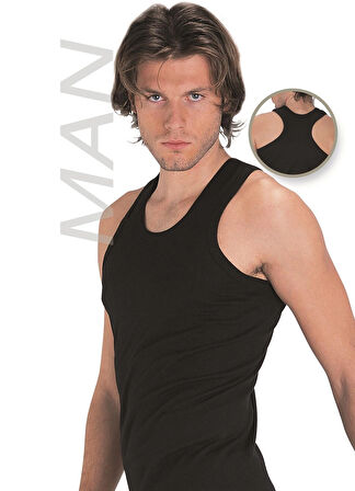 Erkek Siyah Ribana Atlet % 100 Pamuklu Body Atlet 3’lü Paket 103-3S