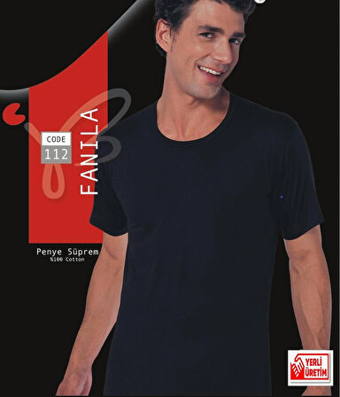 Erkek Siyah Süprem Yarım Kollu Sıfır Yaka Atlet % 100 Pamuklu Fanila 3’lü Paket 112-3S