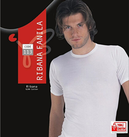 Erkek Beyaz Ribana Yarım Kol Atlet % 100 Pamuklu Fanila 3’lü Paket 113-3B
