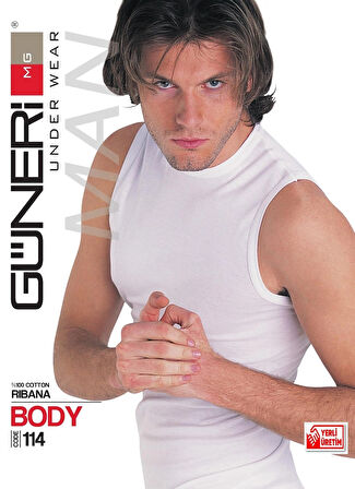 Erkek Beyaz Ribana Sıfır Kollu Atlet % 100 Pamuklu Atlet 3’lü Paket 114-3B