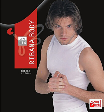 Erkek Beyaz Ribana Sıfır Kollu Atlet % 100 Pamuklu Atlet 3’lü Paket 114-3B