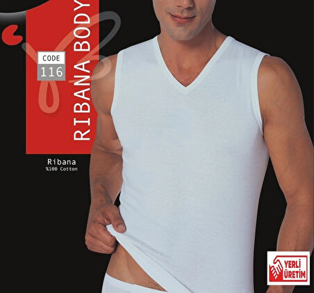 Erkek Beyaz Ribana Sıfır Kol V Yaka % 100 Pamuklu Body 3'lü Paket 116-3B