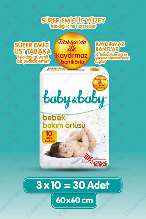 Baby&Baby Bebek Bakım Örtüsü 60x60 cm 30 Adet 
