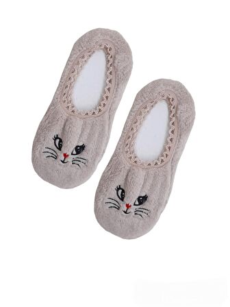 Tek Çift Nakışlı Ultra Kalın Kışlık Peluş Uyku Patik Çorap 36-40 As-0042