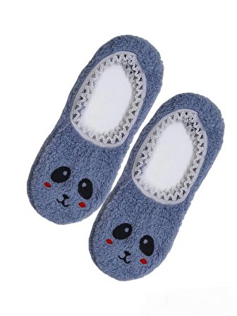 Tek Çift Nakışlı Ultra Kalın Kışlık Peluş Uyku Patik Çorap 36-40 As-0042