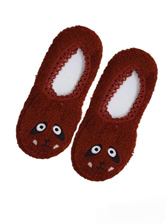 Tek Çift Nakışlı Ultra Kalın Kışlık Peluş Uyku Patik Çorap 36-40 As-0042