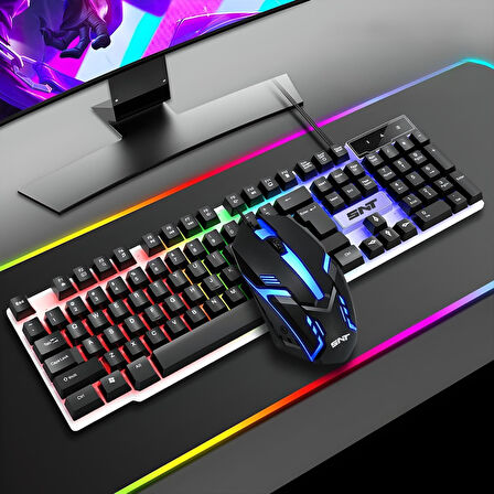 SNT TF-230 RGB Gaming Klavye Mouse Seti | Oyuncular için Işıklı Klavye & Mouse Set