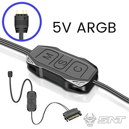 SNT AR-01 ARGB Kontrolcü Controller Denetleyici  5v 3pin SATA  Güç Beslemeli 1 Port