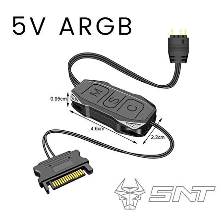 SNT AR-01 ARGB Kontrolcü Controller Denetleyici  5v 3pin SATA  Güç Beslemeli 1 Port