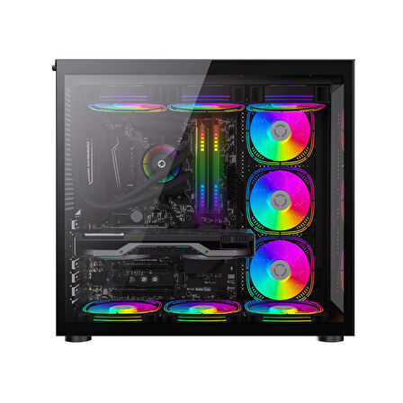 SNT WARZONE II 750 Watt 80+ Bronze Güç Kaynağı  7x Argb Fan Uzaktan Kumandalı ARGB Controller Gaming Kasa Siyah