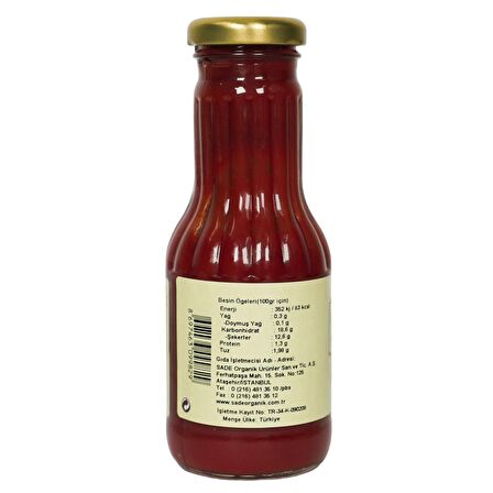 Sade Organik Tatlı Ketçap 2 Adet (2X280GR)