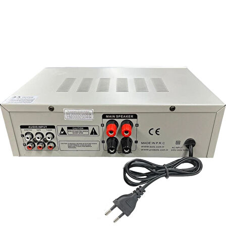 BT-602 80 Watt 2 Bölge 220V Silver Stereo Amfi SD VE USB Girişli AC 220V 20HZ-20KHZ