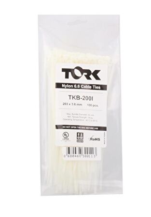 Tork TRK-550-7,5mm Beyaz 100lü Kablo Bağı