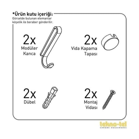 Teknotel 3 Katlı Kancalı Banyo Rafı - Siyah