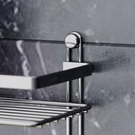 Teknotel 3 Katlı Kancalı Banyo Rafı - Siyah