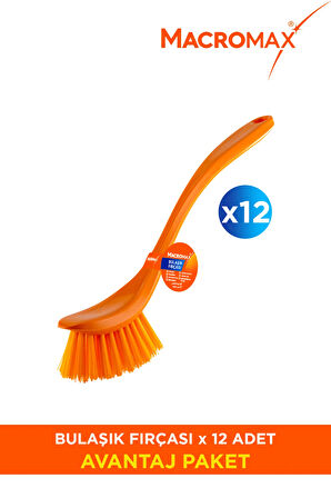 12’li Temizlik Fırçası Seti Renkli, Ergonomik Saplı Bulaşık ve Mutfak Fırçası