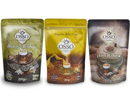Osso Menengiç Öğütülmüş Sütlü - Sütsüz Osmanlı Türk Kahvesi 3x200 gr 
