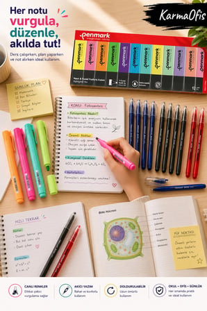 26 Parça Yazı ve Vurgulama Seti – 12’li Neon Pastel Fosforlu, 4 Pastel Fosforlu ve 10 Tükenmez Kalem