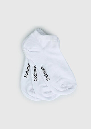 Beyaz  Socksmax 2239 3Lü Beyaz Düz Patik Bayan Çorabı