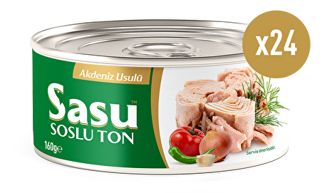 Sasu Akdeniz Usulü Ton Balığı 24x160G Bütün Dilim