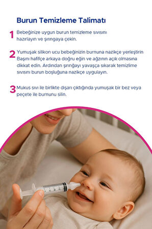 Bebek Burun Yıkama Enjektörü 2'li Nazal Aspiratör Şırınga Temizleme Aparatı