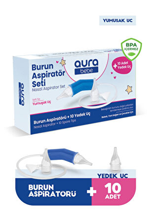 Bebek Burun Aspiratörü Ve 10 Adet Yedek Uç - Burun Temizleme Aspiratör Seti