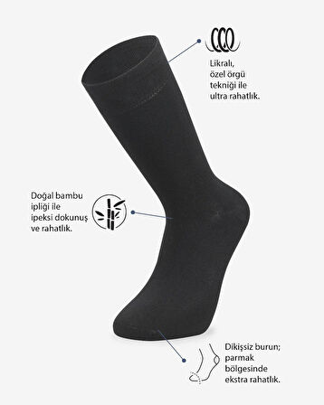 6 Lı Royam Konsept Bambu Koku Yapmayan Erkek Kışlık Dikişsiz Soket Çorap