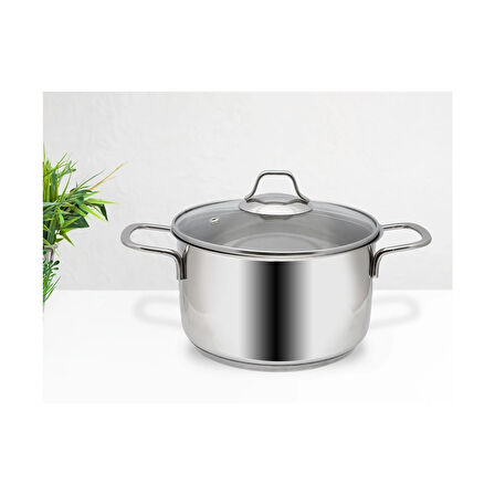 GÜLSAN MEGA İNOX 18CM DERİN TENCERE CAM KAPAK