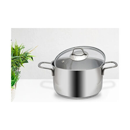 GÜLSAN MEGA İNOX 20CM DERİN TENCERE CAM KAPAK