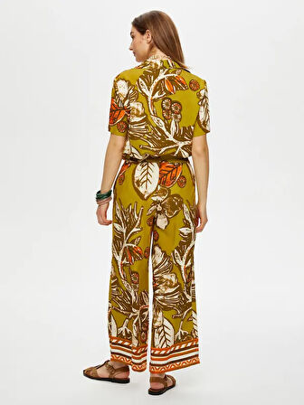 Eteği Sulu Çiçek Desen Wide Leg Fit Viskon Pantolon S25PNT013