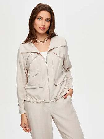 Metal Fermuar Detaylı Tenselli Casual Ceket S25CKT033