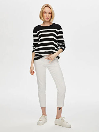 Çizgili Triko Görünümlü Uzun Kol T-Shirt S25TSH055