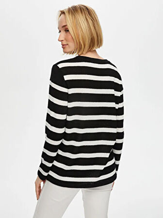 Çizgili Triko Görünümlü Uzun Kol T-Shirt S25TSH055