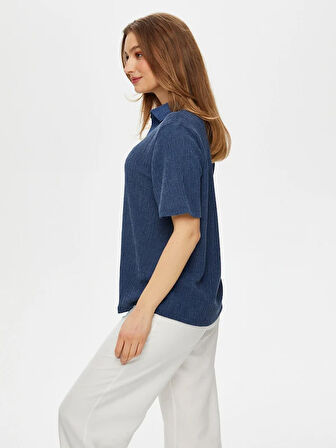 Polo Yaka Kendinden Dokulu Kısa Kol T-Shirt S25TSH054