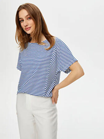 Çizgili Yuvarlak Yaka Kısa Kol T-Shirt S25TSH086