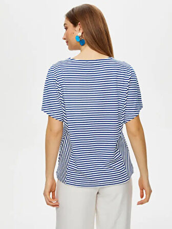 Çizgili Yuvarlak Yaka Kısa Kol T-Shirt S25TSH086