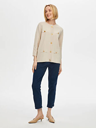 Gold Düğme Detaylı Triko Ceket Hırka S25TRH009