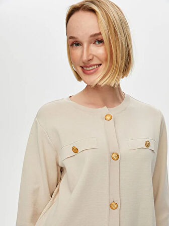 Gold Düğme Detaylı Triko Ceket Hırka S25TRH009