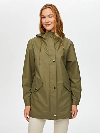 Astarsız Kapişonlu Yağmurluk Trençkot S25TNC003