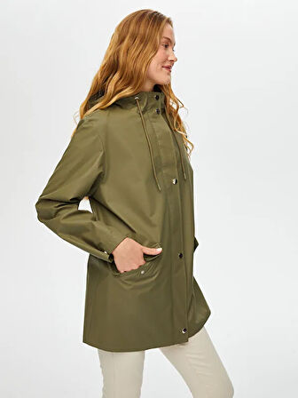 Astarsız Kapişonlu Yağmurluk Trençkot S25TNC003