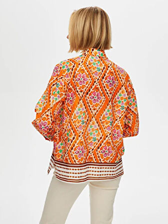 Eteği Sulu Çiçek Desen Pamuk Vual Gömlek S25GML052