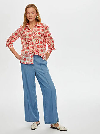 Mandala Desen Pamuk Vual Gömlek S25GML055