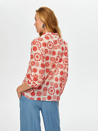 Mandala Desen Pamuk Vual Gömlek S25GML055