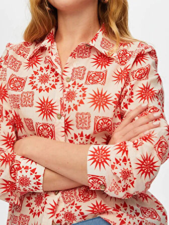 Mandala Desen Pamuk Vual Gömlek S25GML055