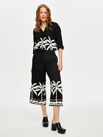 Resort Paçası Palmiye Desen Monochrome Caprı S25CPR015