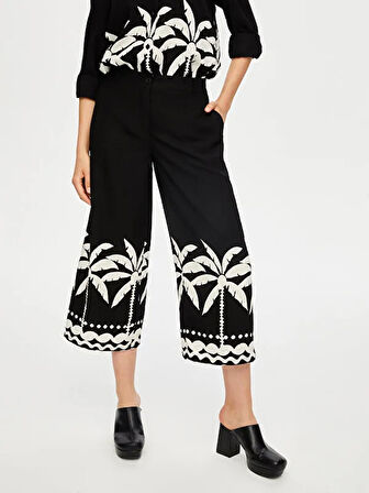 Resort Paçası Palmiye Desen Monochrome Caprı S25CPR015