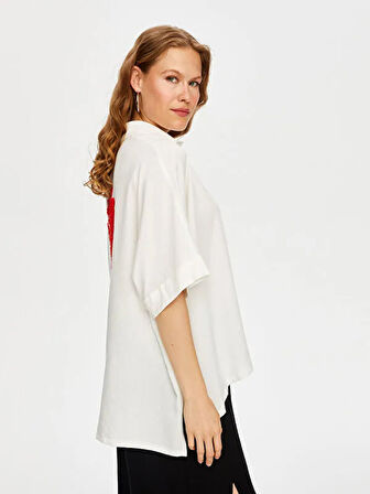 Resort Boncuk Nakış Detaylı Kısa Kol Viskon Gömlek S25GML047