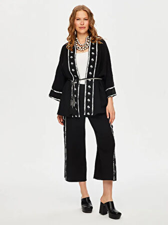 Resort Palmiye Baskılı Müslin Kimono S25KMN006